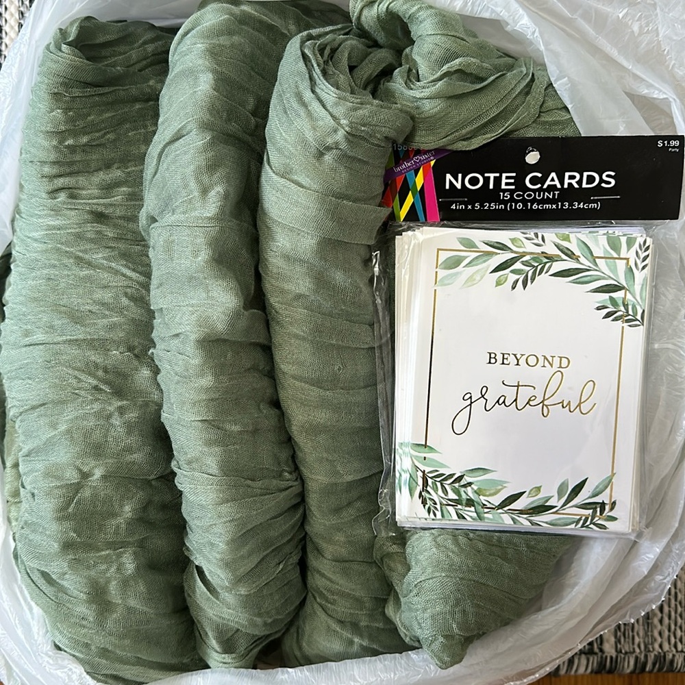 6 Sage Green Cheesecloth Table Runners